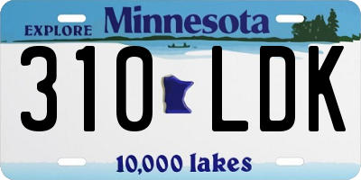 MN license plate 310LDK