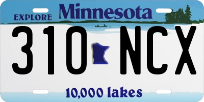 MN license plate 310NCX