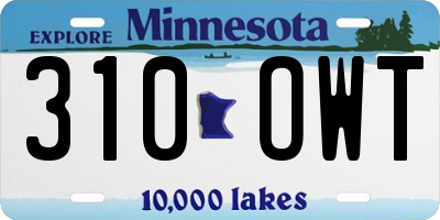 MN license plate 310OWT