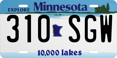 MN license plate 310SGW