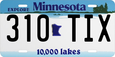 MN license plate 310TIX