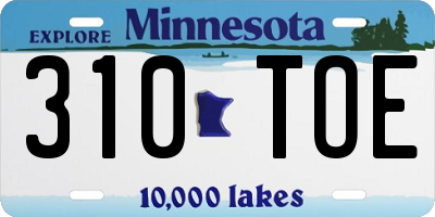 MN license plate 310TOE