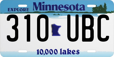 MN license plate 310UBC