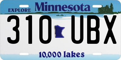 MN license plate 310UBX