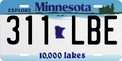 MN license plate 311LBE