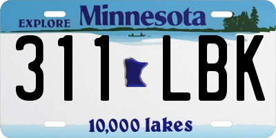 MN license plate 311LBK