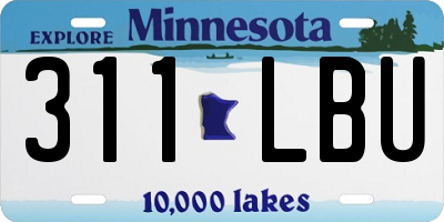 MN license plate 311LBU