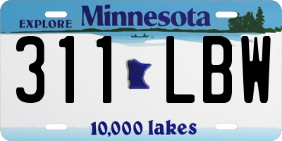 MN license plate 311LBW
