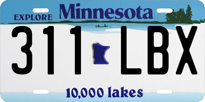 MN license plate 311LBX