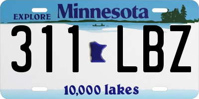 MN license plate 311LBZ