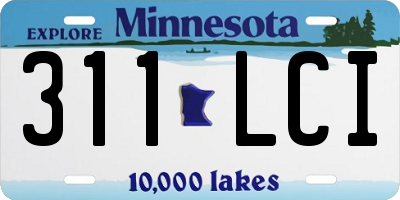 MN license plate 311LCI