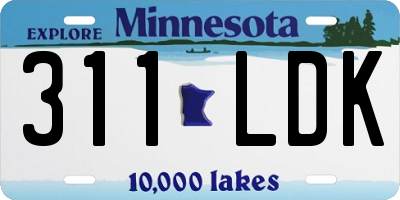 MN license plate 311LDK