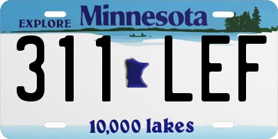 MN license plate 311LEF