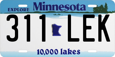 MN license plate 311LEK
