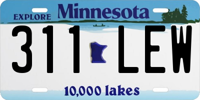 MN license plate 311LEW