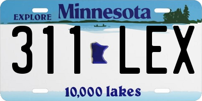 MN license plate 311LEX