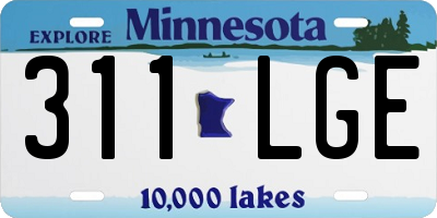 MN license plate 311LGE