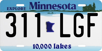 MN license plate 311LGF