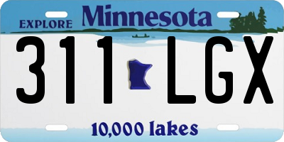 MN license plate 311LGX