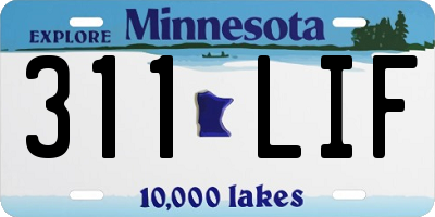 MN license plate 311LIF