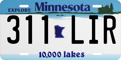 MN license plate 311LIR