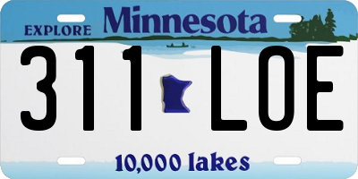 MN license plate 311LOE