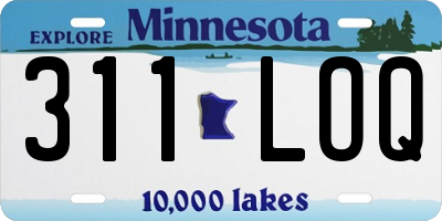 MN license plate 311LOQ