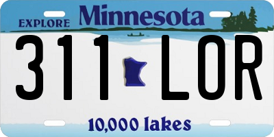 MN license plate 311LOR