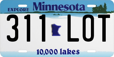 MN license plate 311LOT