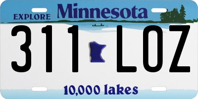 MN license plate 311LOZ
