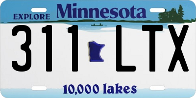 MN license plate 311LTX