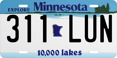 MN license plate 311LUN