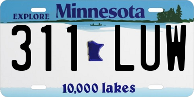 MN license plate 311LUW