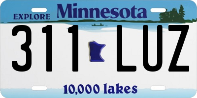 MN license plate 311LUZ