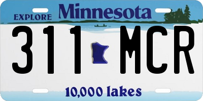 MN license plate 311MCR