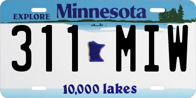 MN license plate 311MIW