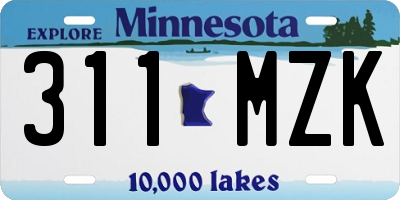 MN license plate 311MZK