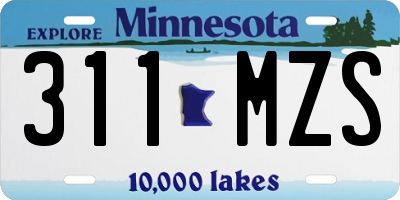 MN license plate 311MZS