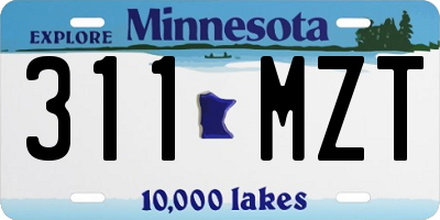 MN license plate 311MZT