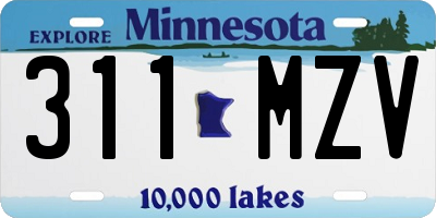 MN license plate 311MZV