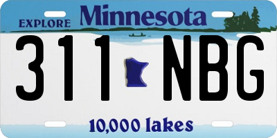 MN license plate 311NBG