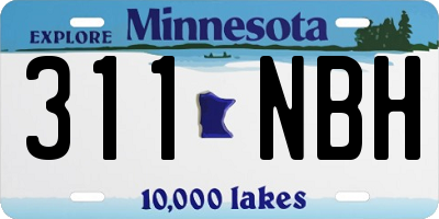 MN license plate 311NBH