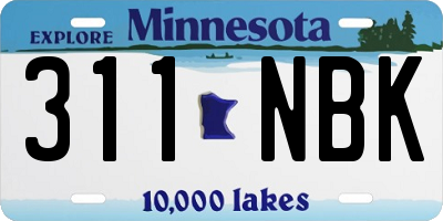 MN license plate 311NBK