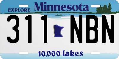 MN license plate 311NBN