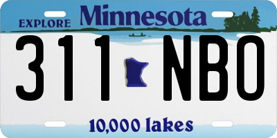 MN license plate 311NBO