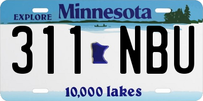 MN license plate 311NBU