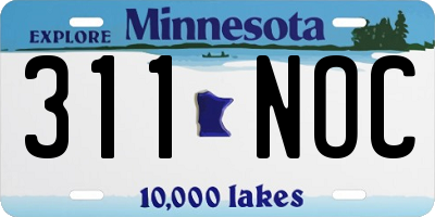 MN license plate 311NOC