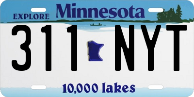 MN license plate 311NYT
