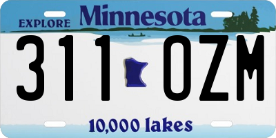 MN license plate 311OZM