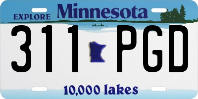 MN license plate 311PGD